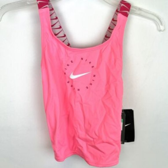 Nike Girl’s Crossback Pink Two Piece Cropped Tankini Set Size XL